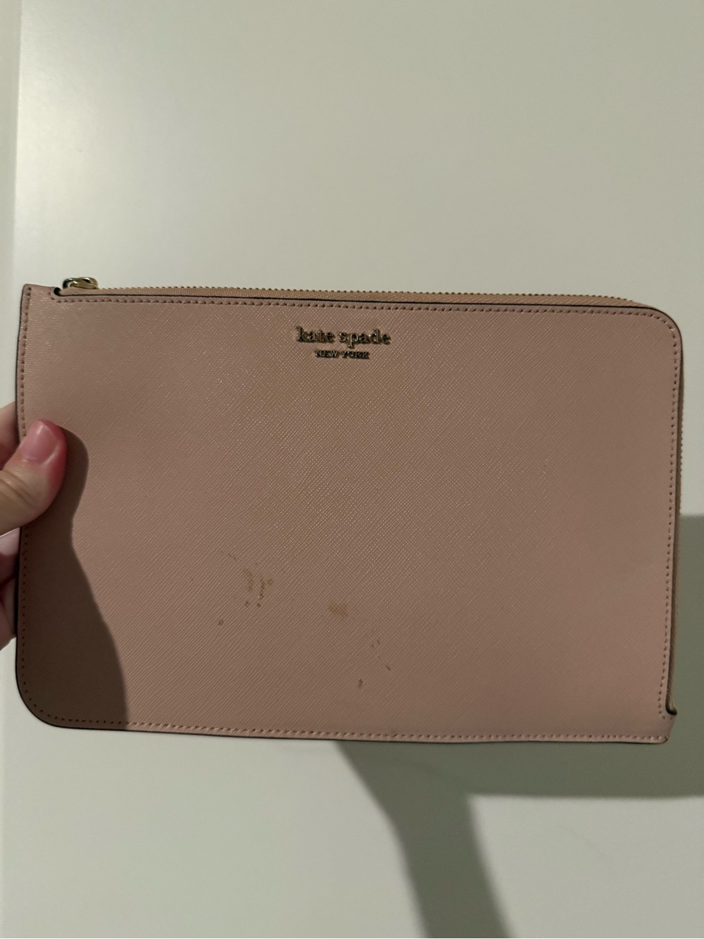kate spade Blush Pink Saffianot Leather Zip Wristlet